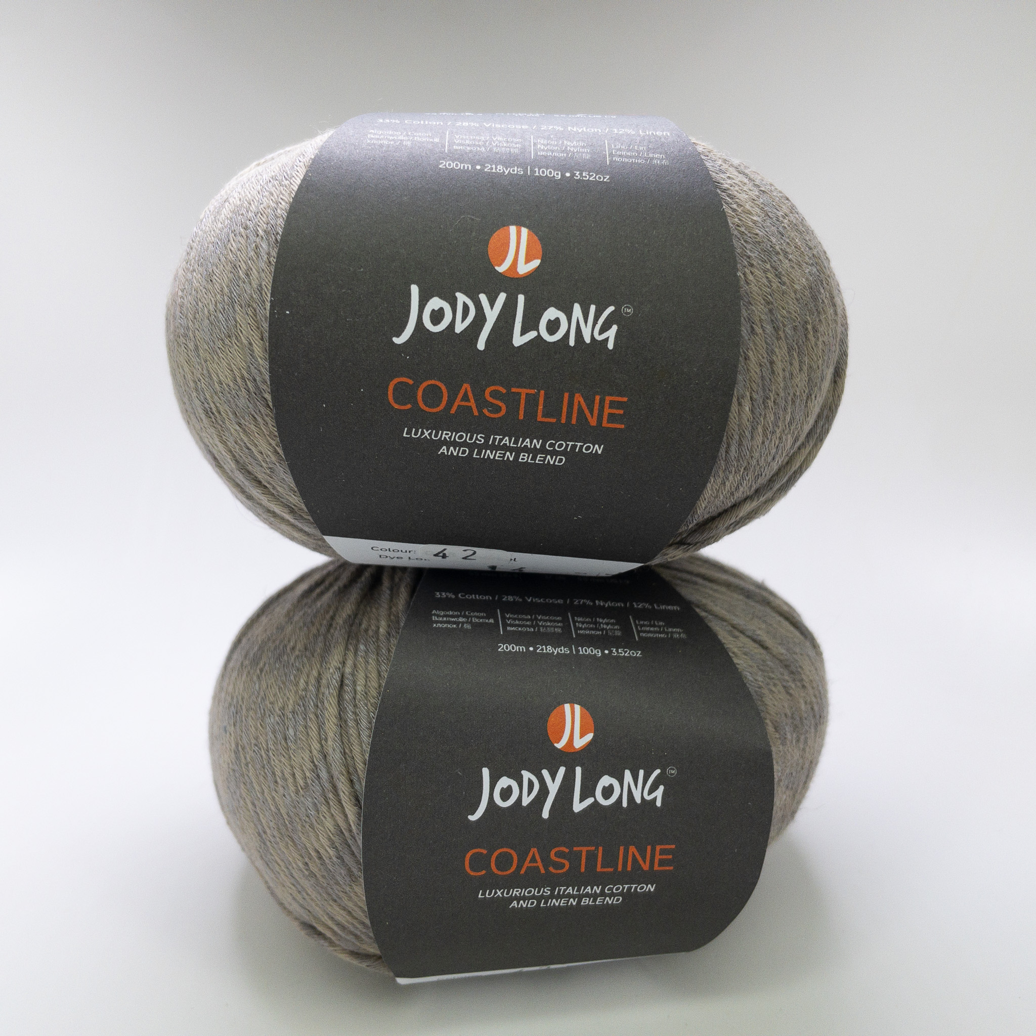 Jody Long Coastline Yarn Lot of 2 Color 42 Italian Cotton Linen Blend